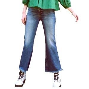 THE GREAT The Kick Bell Jean Cliff Wash Cropped Flare wide leg denim Sz 27